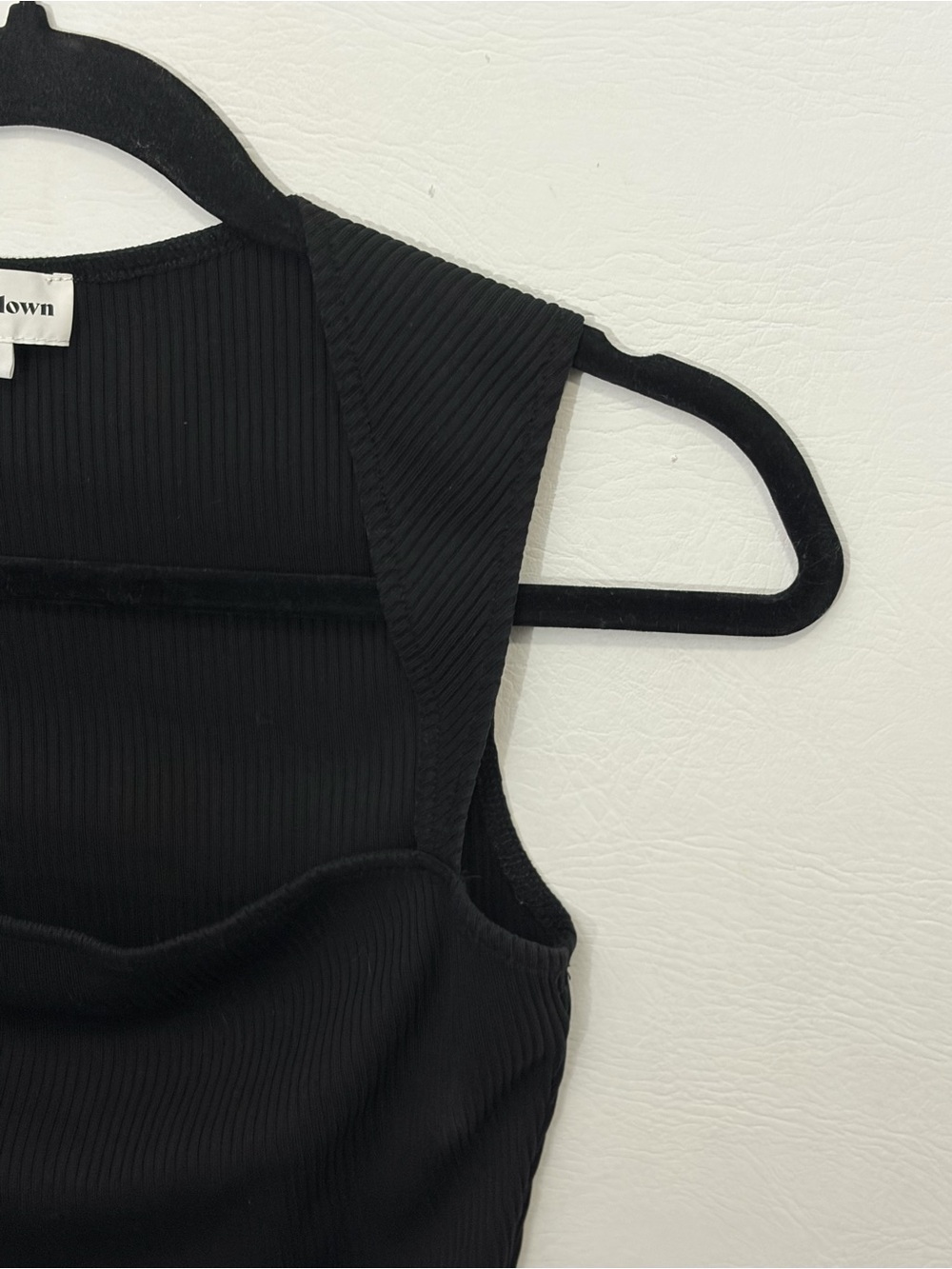 superdown Black Ribbed Square-Neck Tank Small - Picture 3 of 6